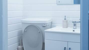 Shower, towels, toilet paper