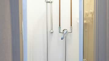 Shower, towels, toilet paper