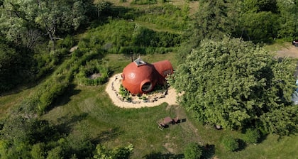 Earth & Aircrete Dome Home Next to the Forest