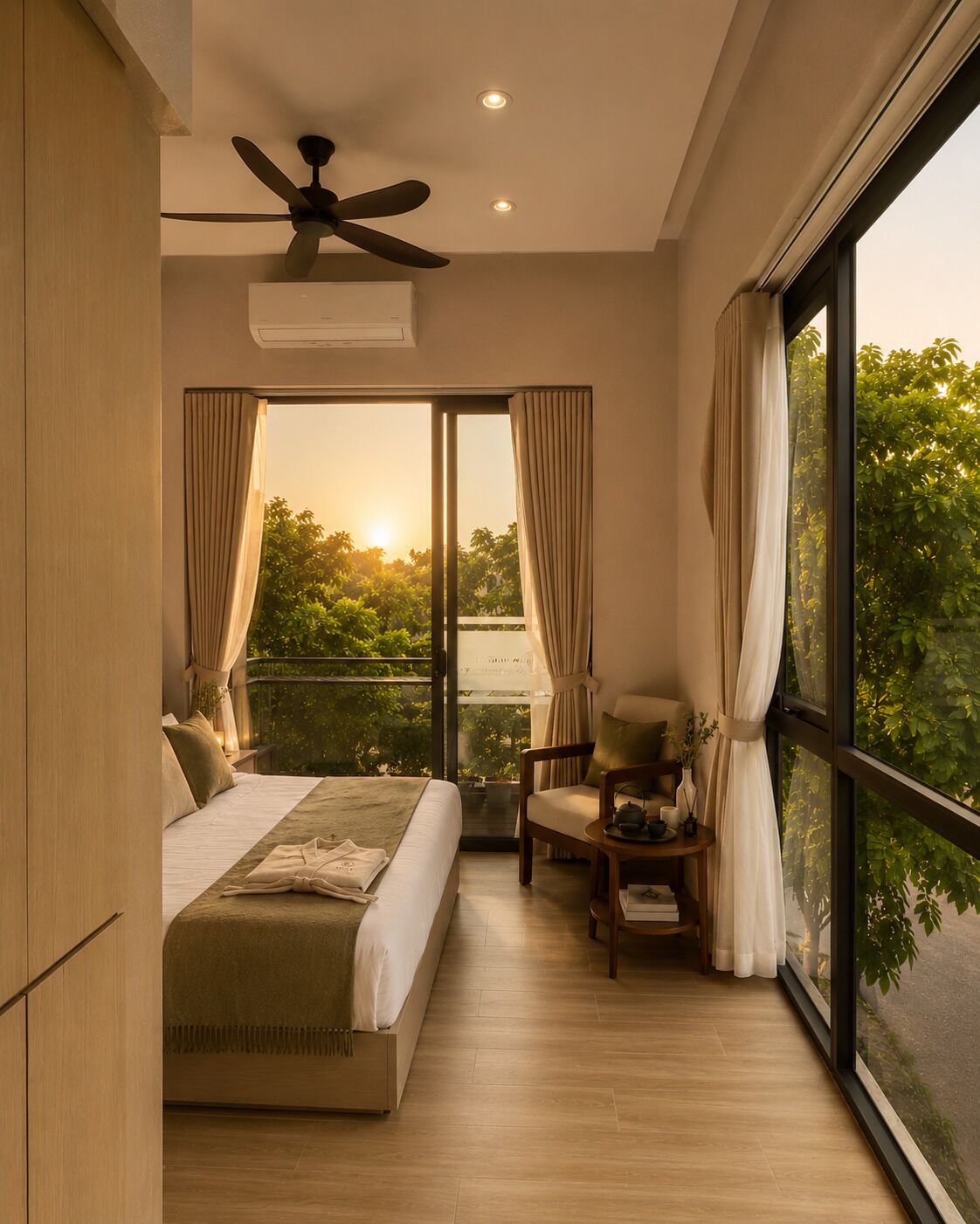 Deluxe Double Room, Courtyard View | Desk, WiFi (free), bed sheets