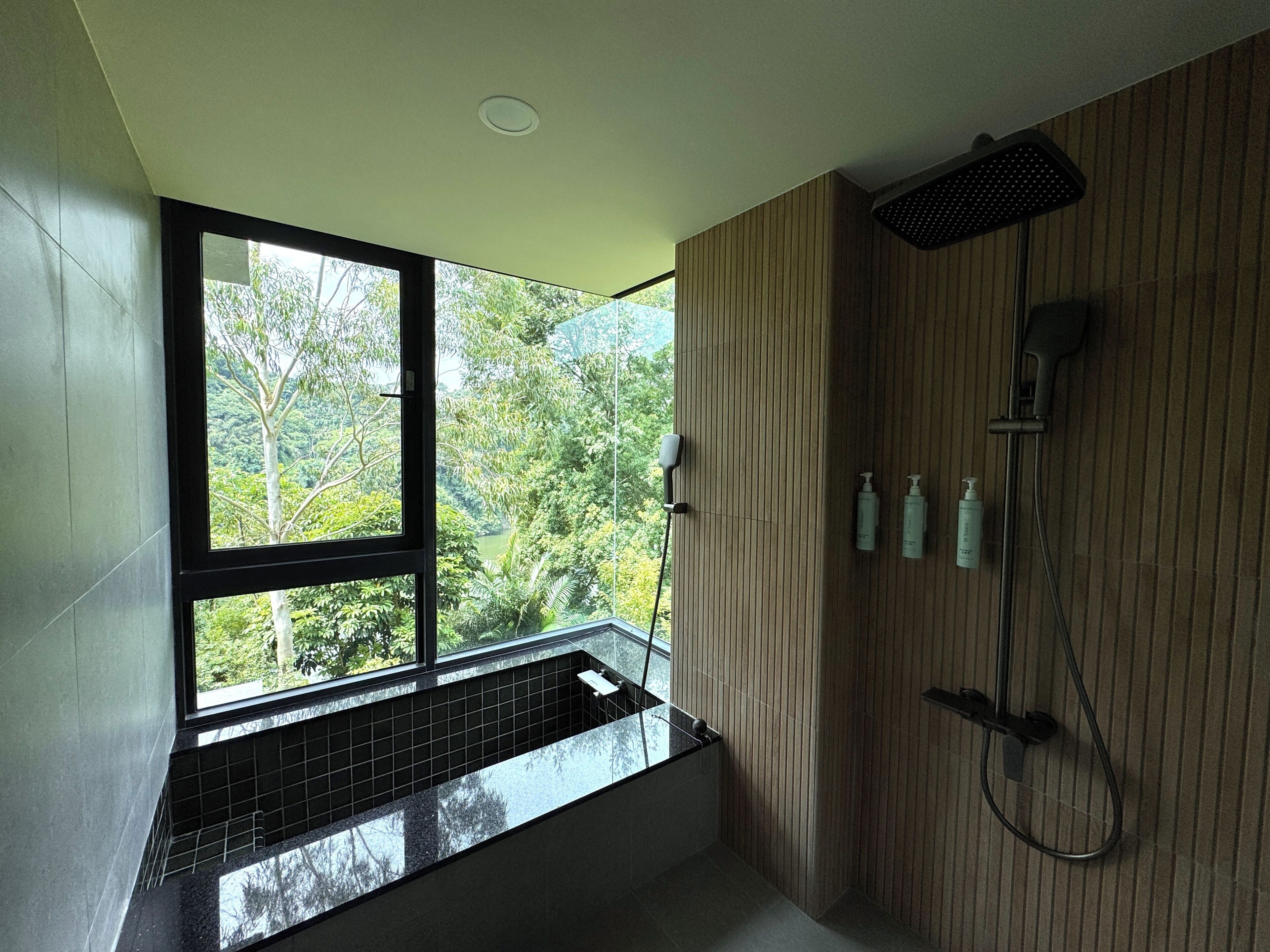 Habitación cuádruple superior, vista parcial al lago | Baño