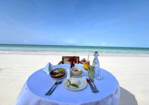 Utsikt mot strand/hav