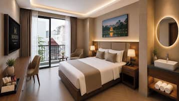 Roupas de cama premium, frigobar, cofres nos quartos