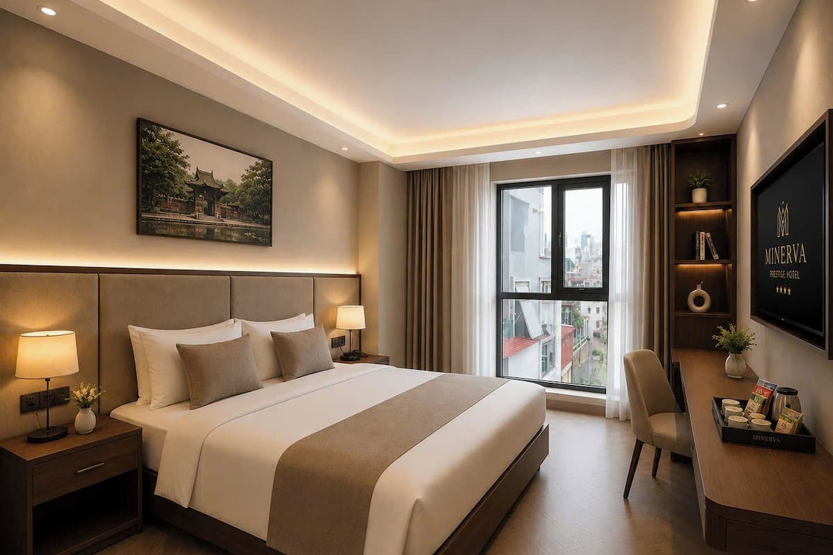 Quarto quádruplo família | Roupas de cama premium, frigobar, cofres nos quartos