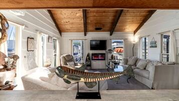 TV, fireplace, video games