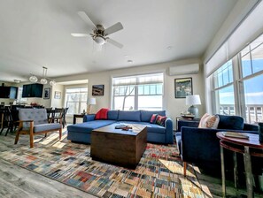 Living area - Stunning Waterfront Beach House with Private Beach and Fire Pits near Bar Harbor, Ellsworth Maine (Ellsworth)