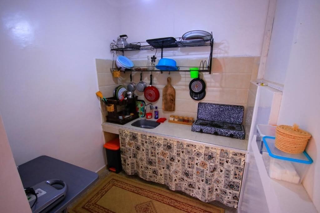 Großer Kühlschrank, Geschirrspüler, Toaster
