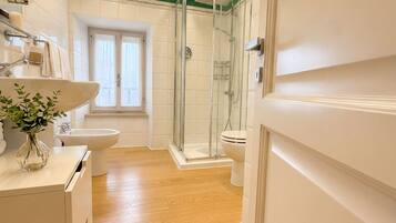 Dusche, Haartrockner, Bidet, Handtücher