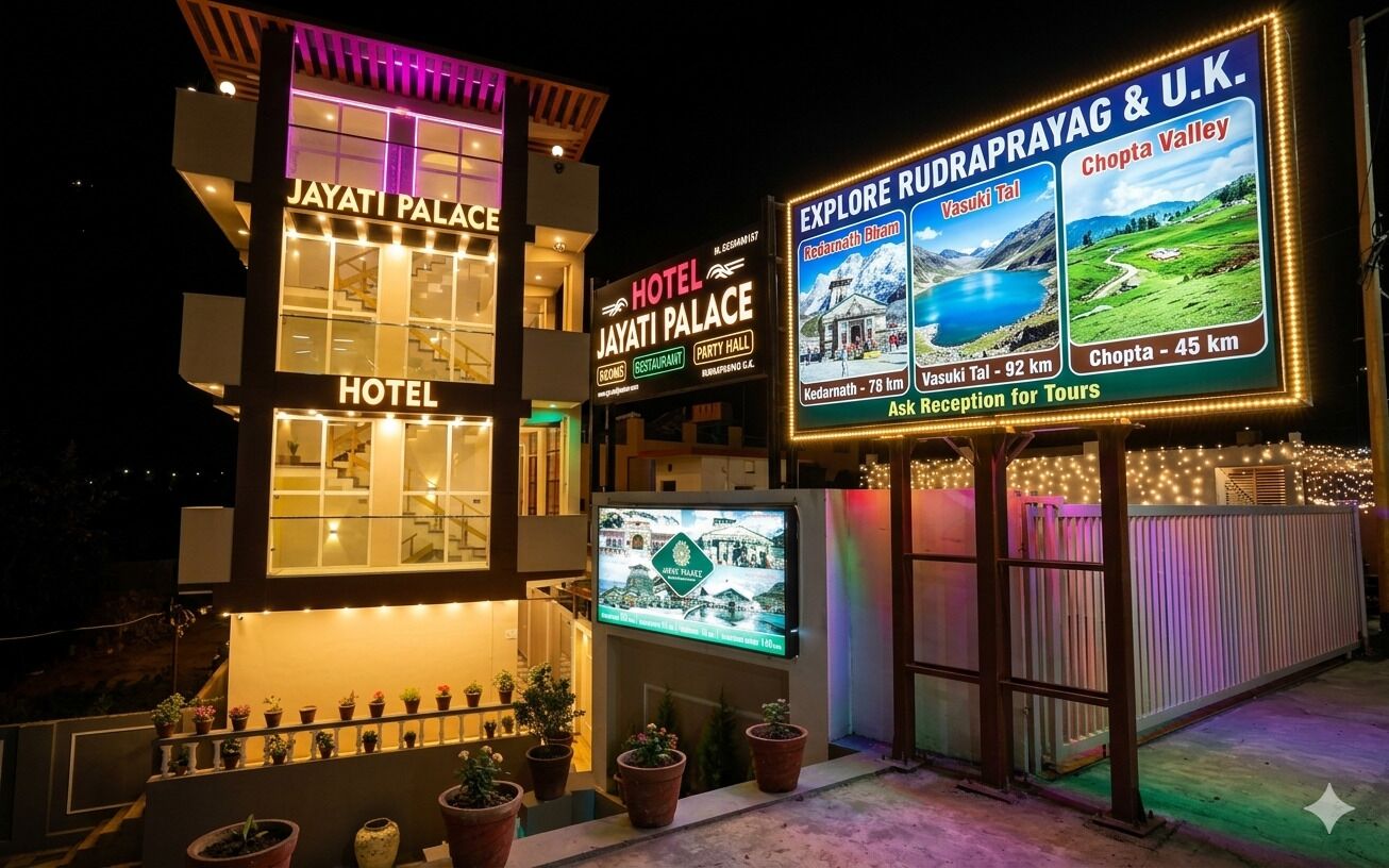 Un hôtel doté d’une enseigne bien visible indiquant les attractions situées à proximité et d’un bureau d’accueil pour les visites guidées.