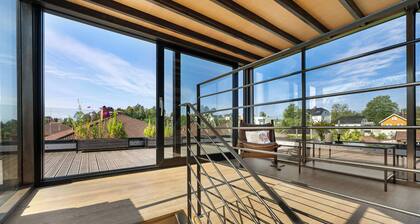 Moderner Industriestil mit sonniger Dachterrasse