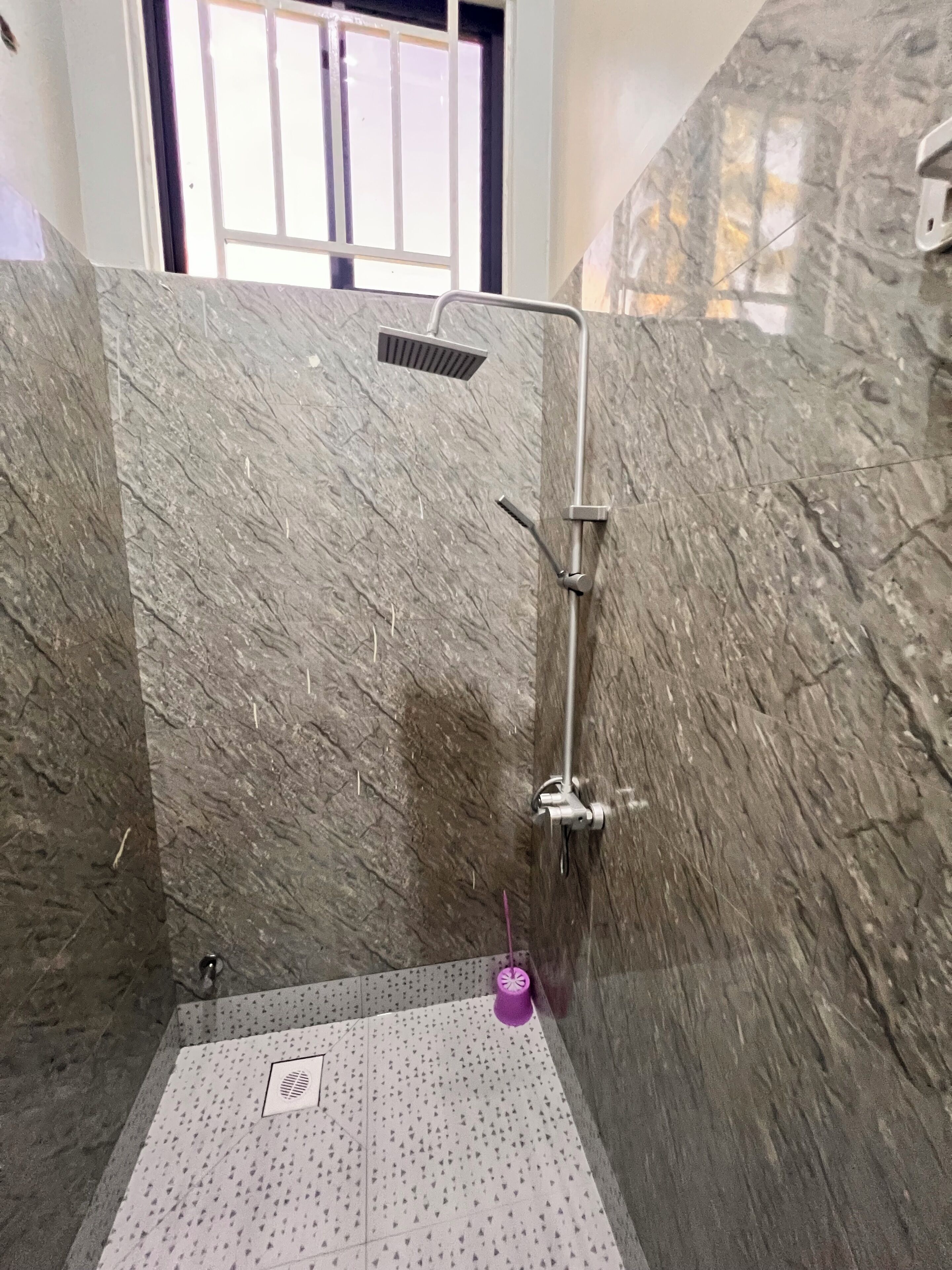 Shower, bidet, towels, soap