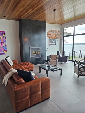 Living area - Waterfront Masterpiece with Sound & Mountain Views (Camano)