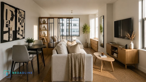 Living area - 3rd Avenue, Large & Bright Studio, Doorman, Washer/Dryer in Unit (New York)