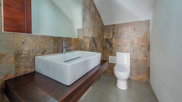 Shower, towels, toilet paper