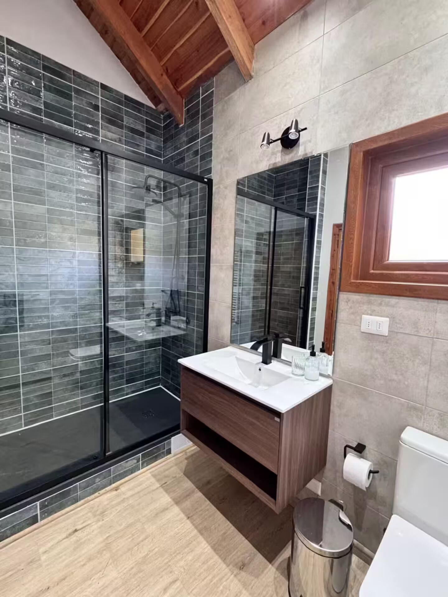 Hair dryer, towels, toilet paper