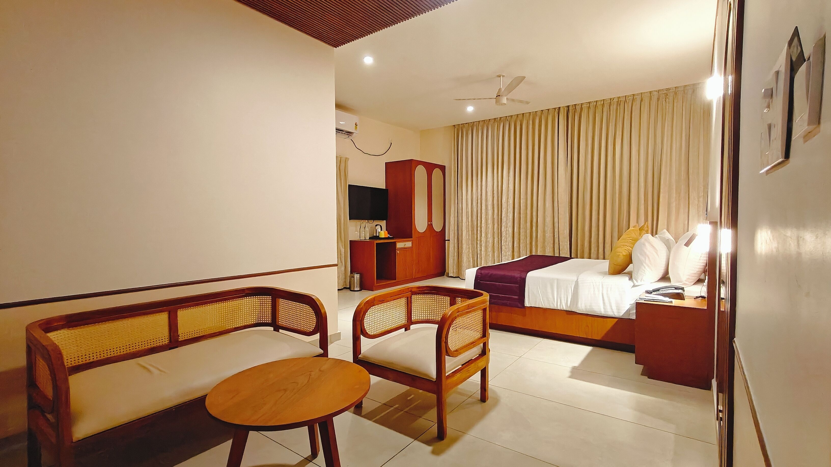 In-room safe, desk, laptop workspace, blackout drapes