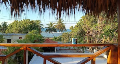 Air-conditioned house on a Caribbean beach with a pool and hot tub