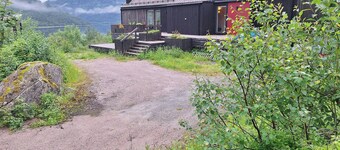 Cabin with sauna and fire pit