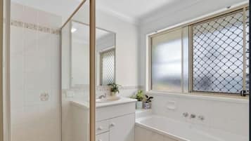 Hair dryer, towels, toilet paper