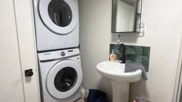 Shower, towels, toilet paper
