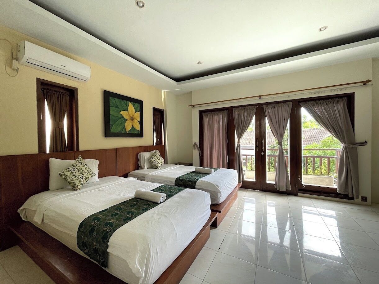 Kamar Twin, pemandangan kolam renang | Wi-Fi gratis dan seprai linen