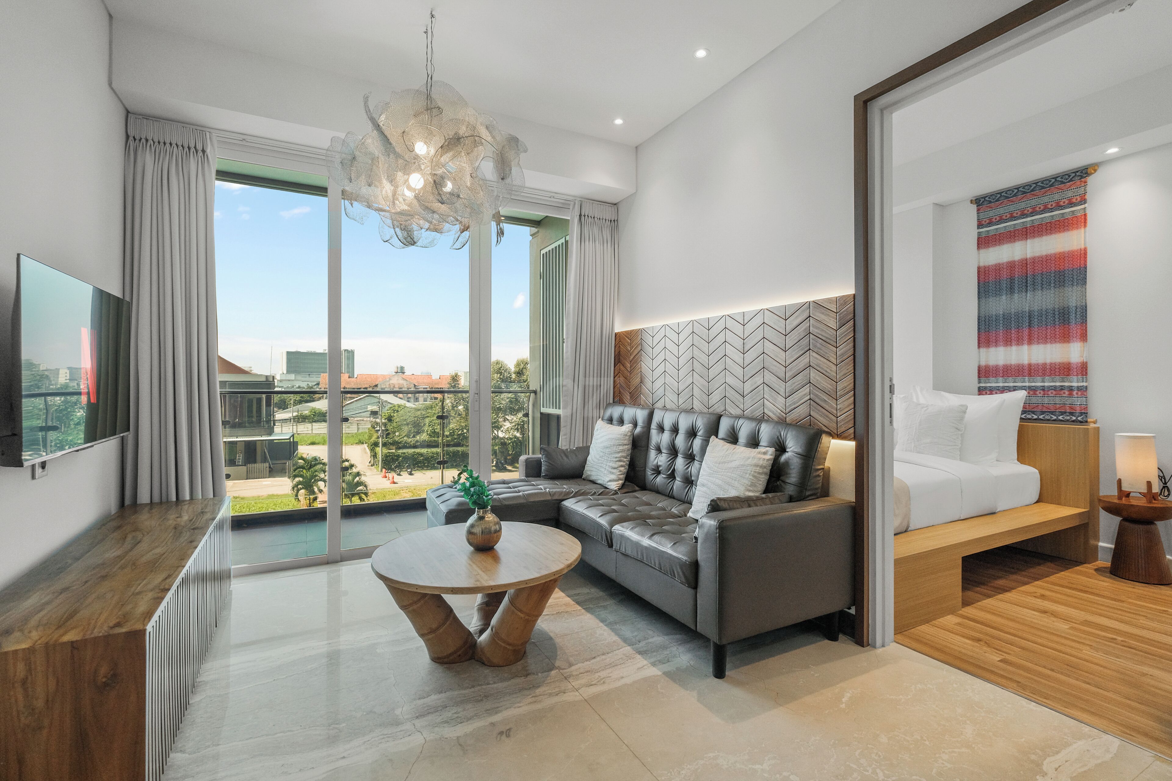 Apartment, 2 Bedrooms, Balcony, City View | Living area | 43-inch plasma TV with cable channels, Netflix, streaming services
