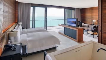 Chambre avec lits jumeaux, balcon, vue mer