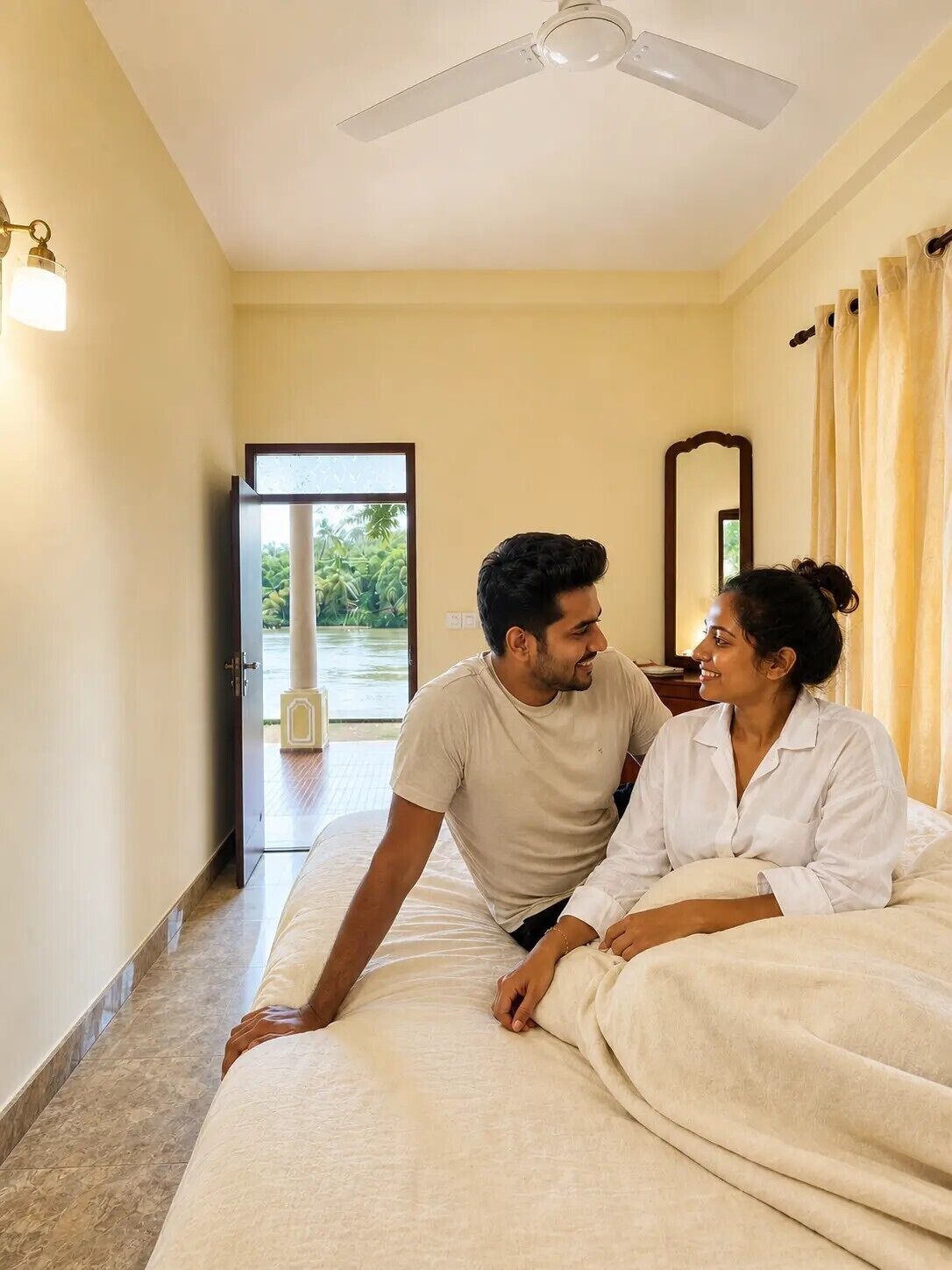Romantic Double Room, Patio, River View