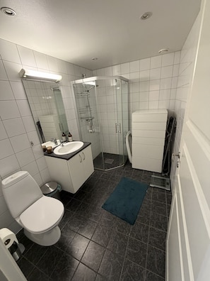 Shower, hair dryer, towels - Modern apartment Møhlenpris with seaview (Bergen)