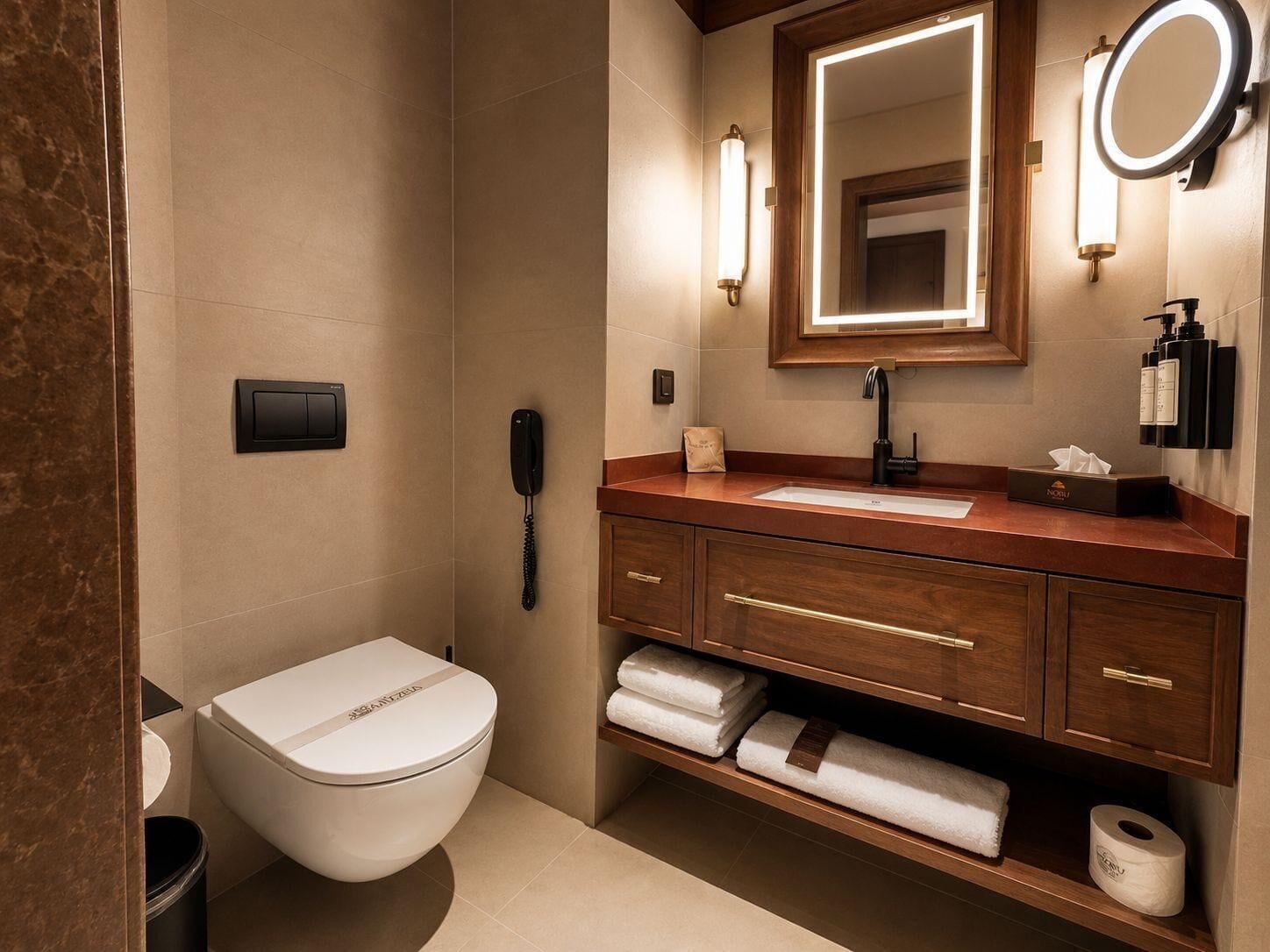 Shower, hair dryer, slippers, towels