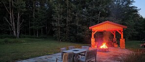 Outdoor dining - Secluded in the Woods! Family-Friendly 2BR Barndominium in the Finger Lakes (Rock Stream)