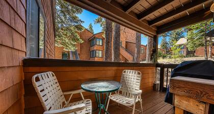 Cozy 1BR Tahoe Donner condo with fireplace, WiFi, balcony, and resort access.