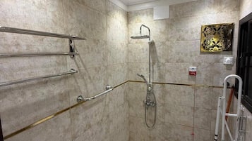 Ducha, toallas, jabón, papel higiénico