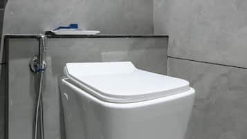 Shower, towels, soap, shampoo