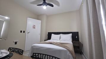Desk, blackout curtains, iron/ironing board (on request), free WiFi