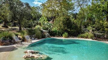 Seasonal outdoor pool, pool umbrellas, sun loungers