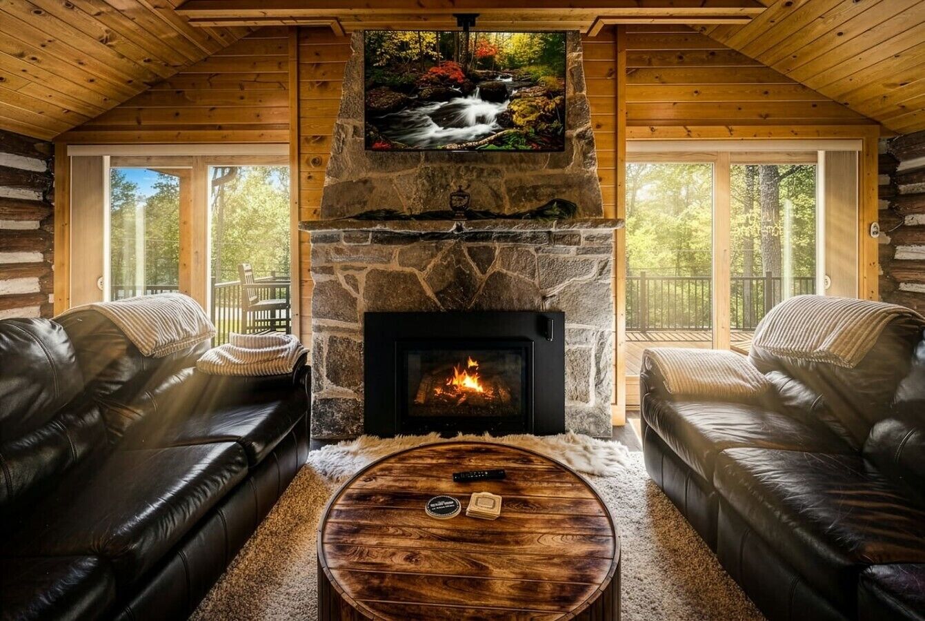 TV, fireplace