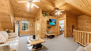 TV, fireplace - Private Pond Access! Covered Hot Tub with TV! (Accident)