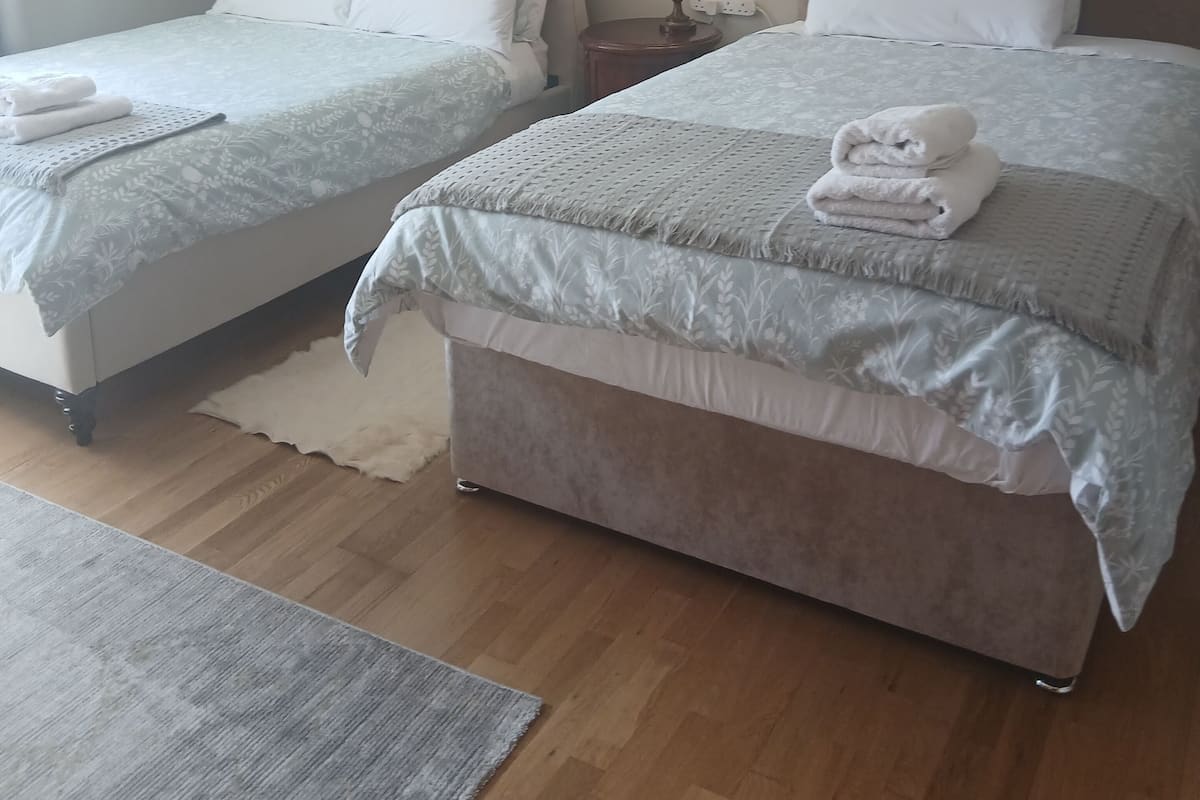 Habitación triple Deluxe, vista al jardín | Cortinas blackout, tabla de planchar con plancha y wifi gratis 