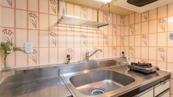 Room | Private kitchen | Full-size fridge, microwave, cookware/dishes/utensils