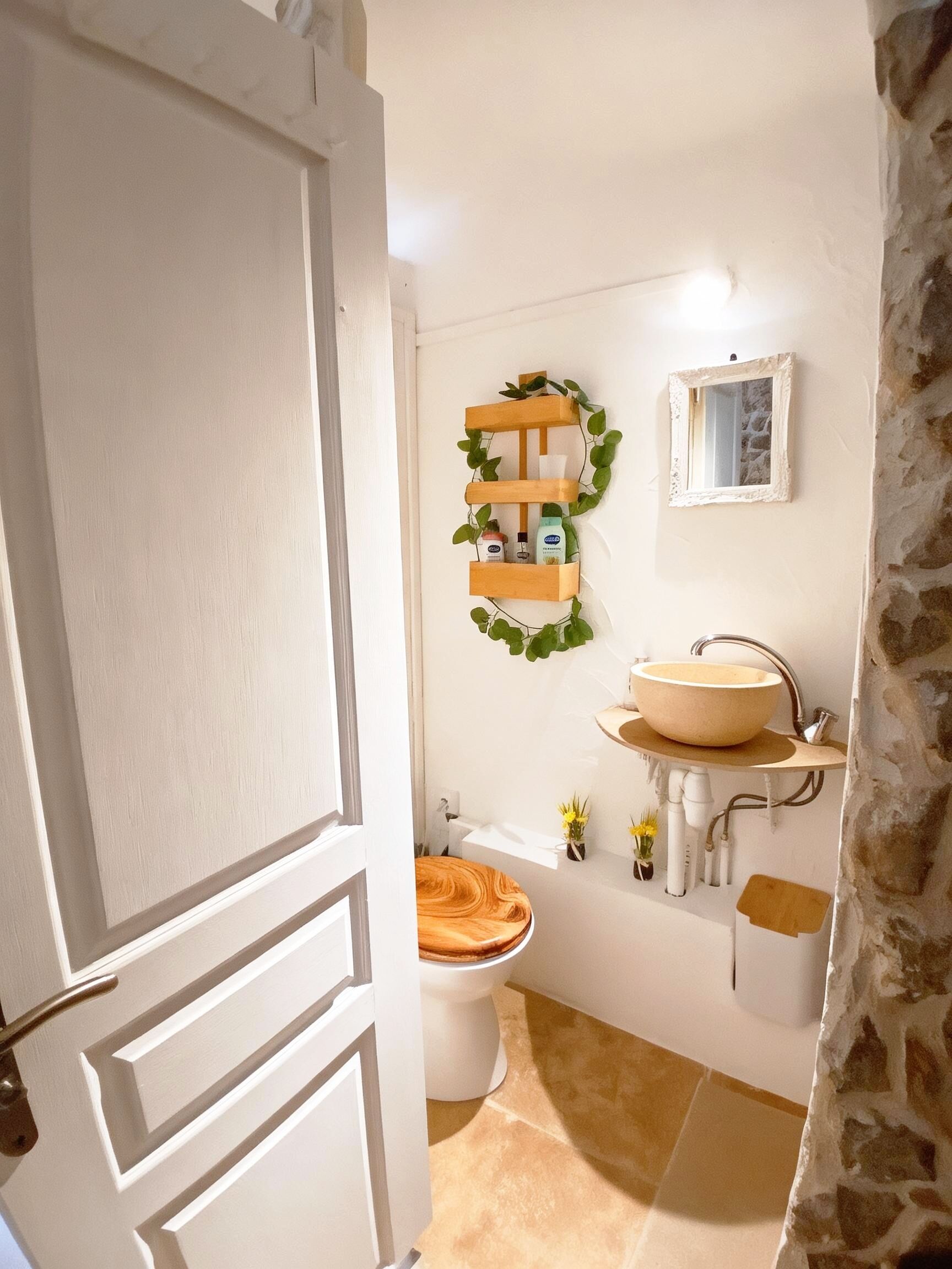 Shower, towels, soap, toilet paper