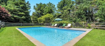 Beautifully updated Water Mill retreat with a private pool, expansive...