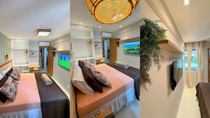 Minibar, cortinas blackout, tabla de planchar con plancha y wifi gratis 