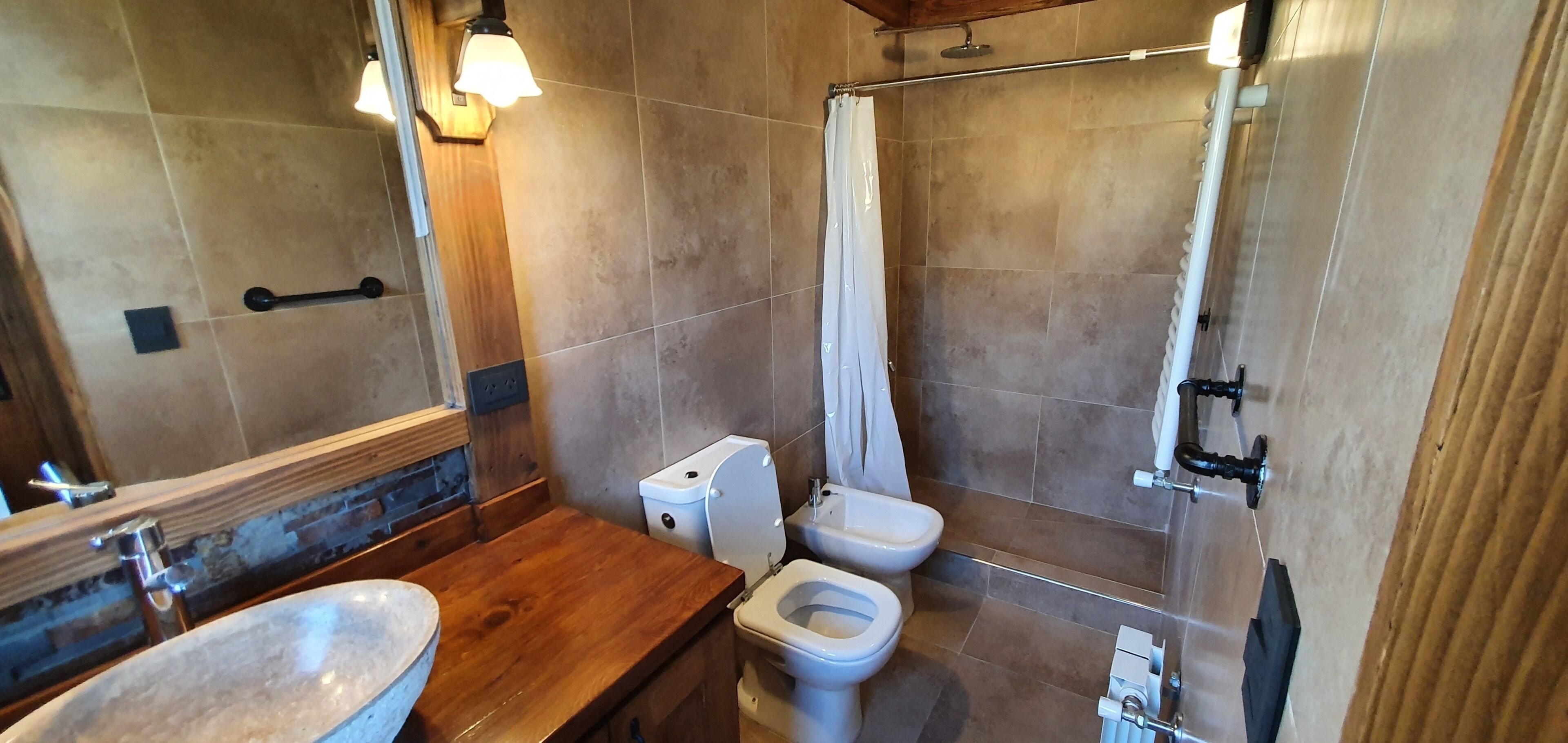 Jetted tub, hair dryer, towels, soap