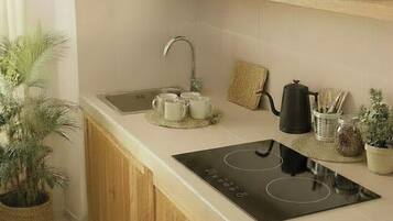 Fridge, stovetop, dishwasher, cookware/dishes/utensils