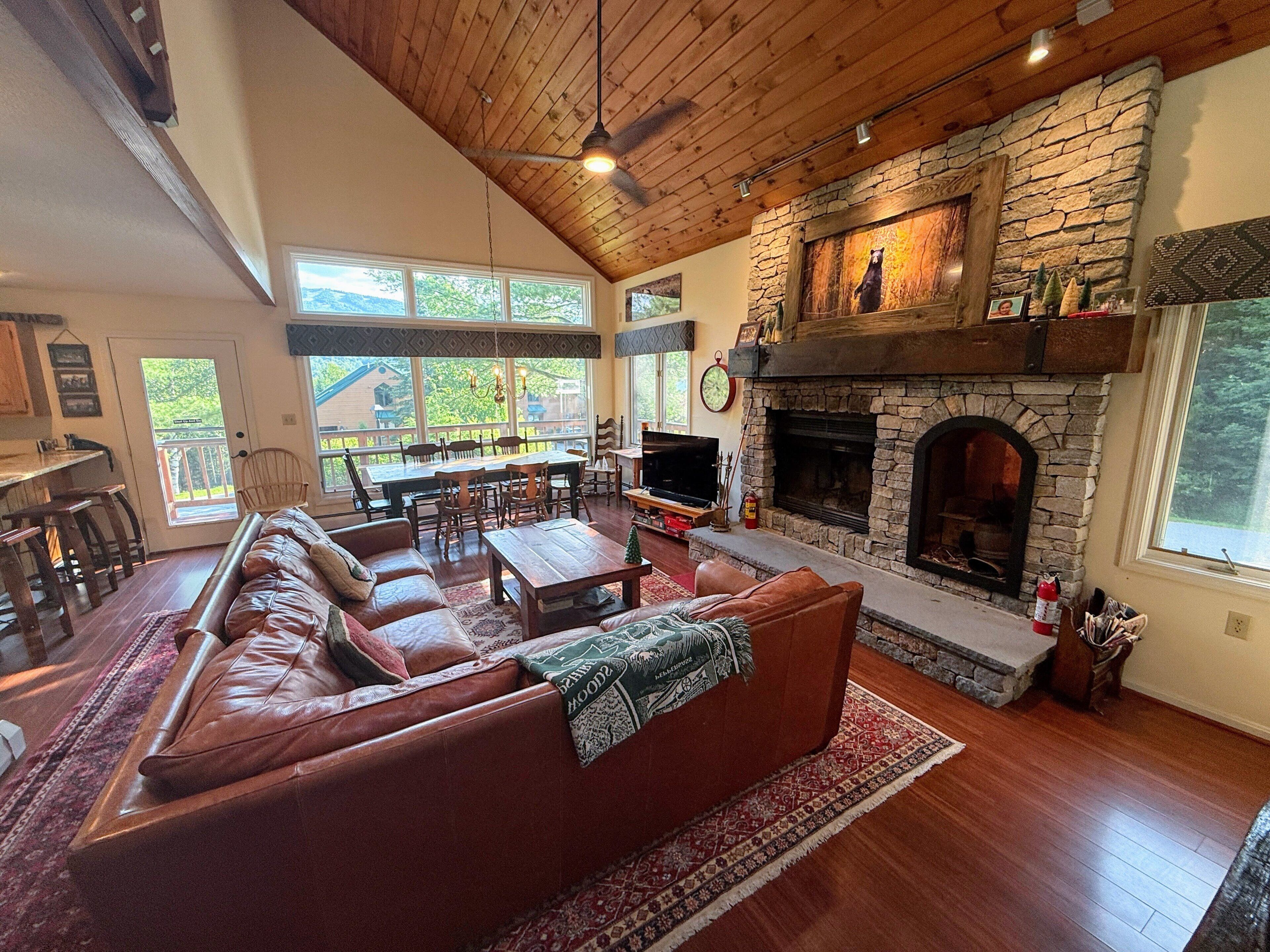 Smart TV, fireplace, table tennis, books