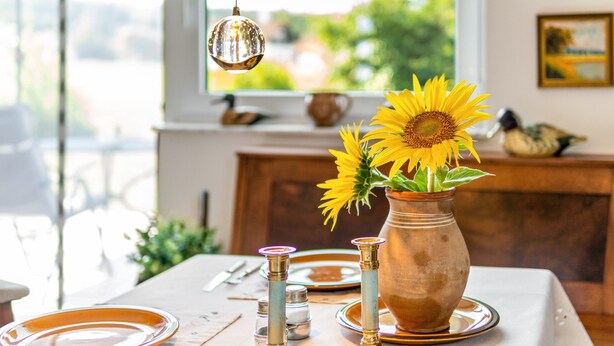 Dining - Apartment “Bernhards” with Large Terrace, Garden, and Wi-Fi (Altmannstein)