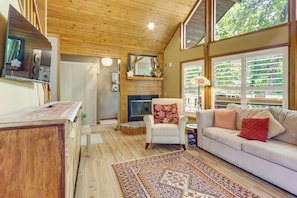 Fernseher, Kamin, Bücher
