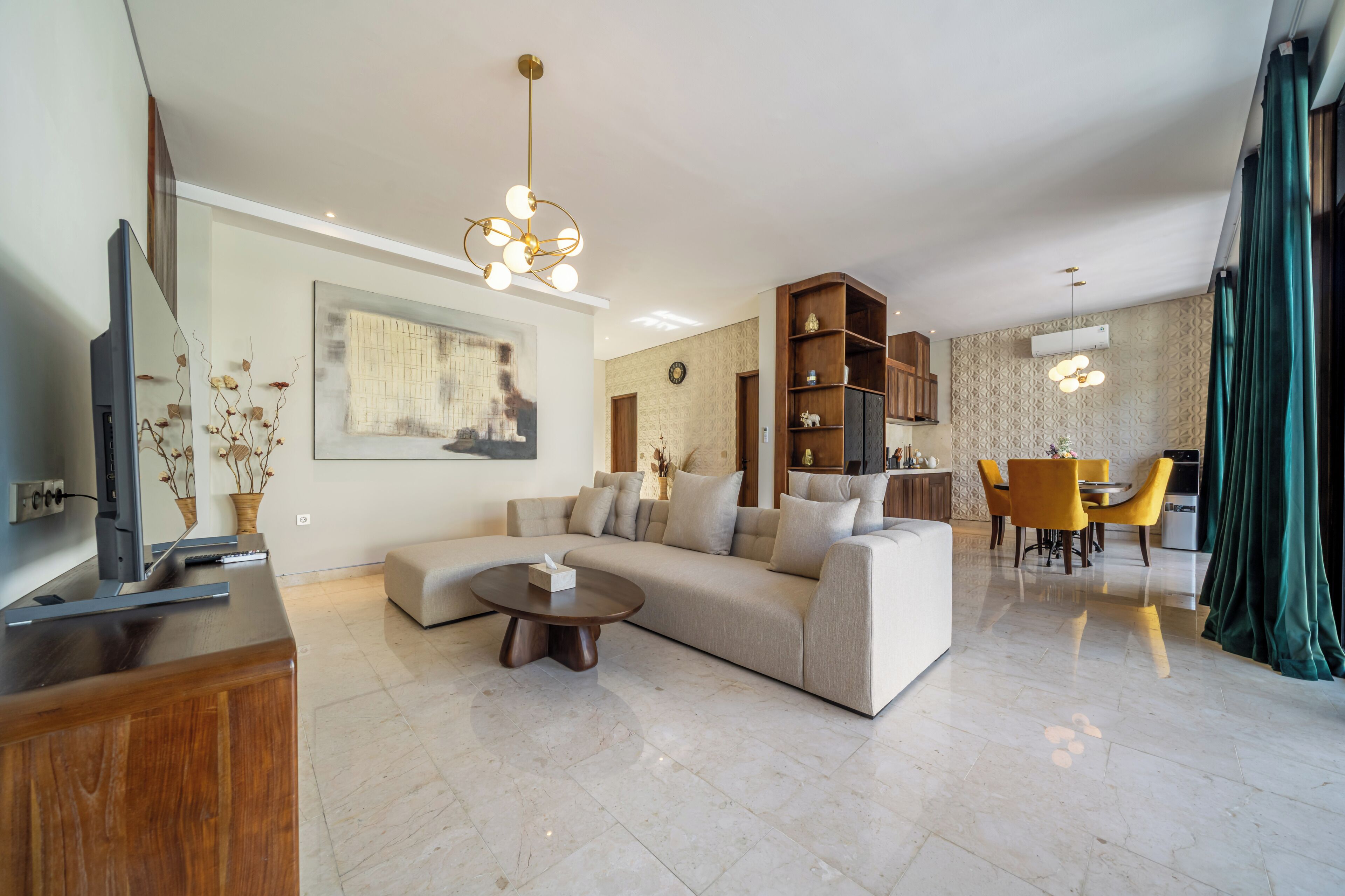 Premium Villa, 2 Bedrooms, Private Pool | Living area | 50-inch Smart TV with digital channels