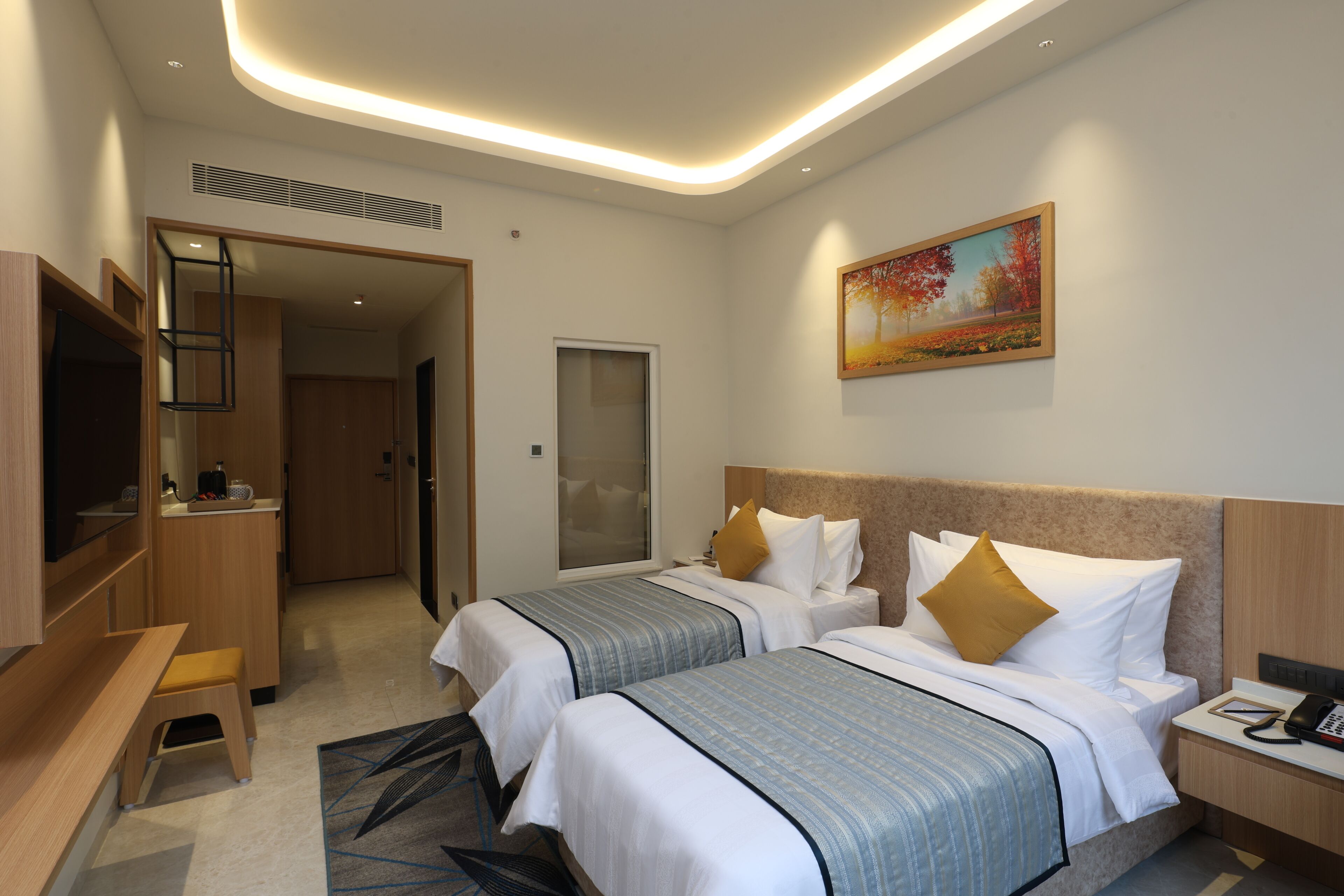 Habitación ejecutiva doble, vistas a la ciudad | Sábanas de algodón egipcio, ropa de cama de alta calidad, caja fuerte
